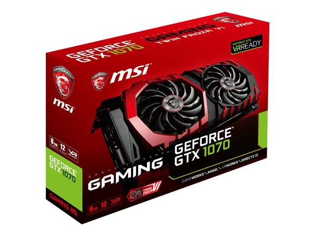 MSI GeForce GTX 1070 DirectX 12 GTX 1070 GAMING 8G 8GB 256-Bit GDDR5 PCI  Express 3.0 x16 HDCP Ready SLI Support ATX Video Card