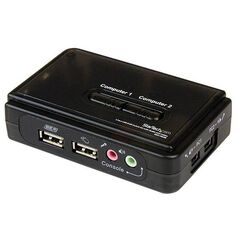 StarTech.com 2 Port Black USB KVM Switch Kit with Audio and Cables, image 