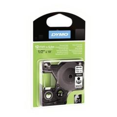 DYMO D1 Permanent adhesive polyester label tape black on white Roll (1.2 cm x 5.5 m) 1 rol / for LabelMANAGER 160, 210D, 210D Kit, 210D Kit Case, 280, 360D, 420P, 420P Kit, 500TS, PnP, image 