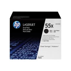 HP 55X 2-pack High Yield black original LaserJet toner cartridge ( CE255XD ) for LaserJet Enterprise P3015 / LaserJet Managed MFP M525 / LaserJet Managed Flow MFP M525, image 