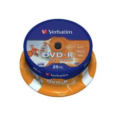 Verbatim 25 x DVD-R 4.7 GB 16x wide photo printable | 43538