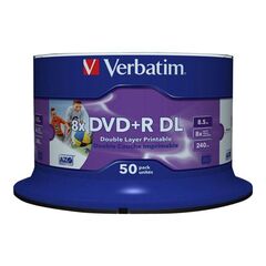 Verbatim 50 x DVD+R DL 8.5 GB 8x ink jet printable | 43703