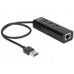 DeLock USB 3.0 Hub 3 Port + 1 Port Gigabit LAN 62653