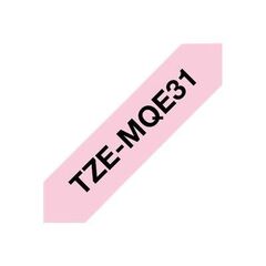 Brother TZeMQE31 Black on pastel pink Roll (1.2 TZEMQE31