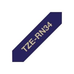 Brother TZeRN34 Gold on navy blue Roll (1.2 cm x TZERN34