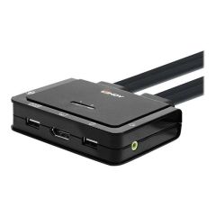 Lindy 2 Port KVM DP 1.2, USB Type C, USB 2.0 42346