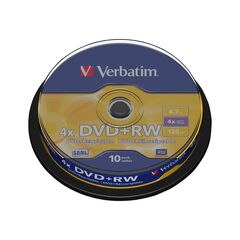 Verbatim 10 x DVD+RW 4.7 GB (120min) 4x matt silver 43488