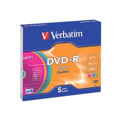 Verbatim Colours 5 x DVDR 4.7 GB 43557