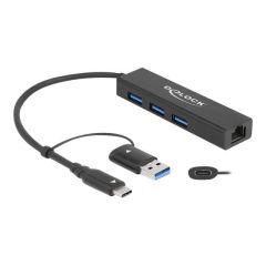 Delock Hub 3 x USB 3.2 Gen 1 + 1 x 101001000 + 1 x USBC 64149