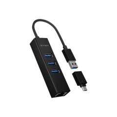 ICY BOX IBHUB1419LAN Hub 3 x USB 3.2 Gen 1 + 1 IBHUB1419LAN