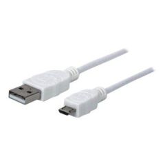 Manhattan USB-A to Micro-USB Cable, 1m, Male to Male, Wh | 323987