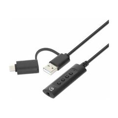 Manhattan USB-C & USB-A to 3.5 mm Stereo Audio Aux Adapt | 153560