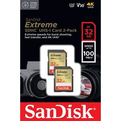 SanDisk Extreme R100 W60 SDHC 32GB, UHS-I U3, Class 10, 2er-Pack