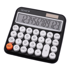 Genie  12-digit desktop calculator with dual power (solar and battery), Black | 12775, image 