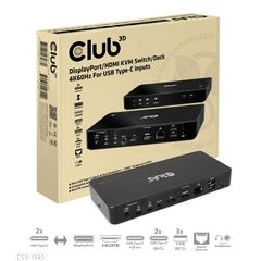 Club 3D KVM Switch 4K60Hz 2x USB-C> HDMI/DP/3xUSB/2xUS | CSV-1585
