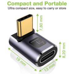 Techly USB-C Adapter Male Female Angled 90 40Gbps 4K and 8K