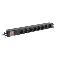 Lanberg POWER STRIP PDU RACK 19" (1U, 16A, 8X S | PDU-08F-0200-BK