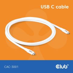 CLUB3D USB C cable white / 2 m / USB C / USB C / USB4  | CAC-3001