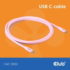 CLUB3D USB C cable pink / 2 m / USB C / USB C / USB4 G | CAC-3002