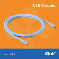 CLUB3D USB C cable blue, 2 m, USB C, USB C, USB4 Gen 3 | CAC-3003
