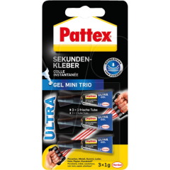 Pattex Sekundenkleber Ultra Gel Mini Trio 3 Tuben… 1 g | 9H PSMG3