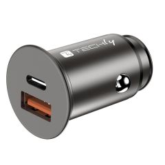 Techly Mini Car Charger USB-A and USB-C Quick  | IUSB2-CAR5-AC38W