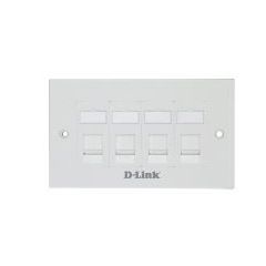 DLINK FACEPLATE, ACCEPT QUAD KEYSTONE JACKS WITH SHUTTER & ID PLATE, 146x86, WHITE COLOR