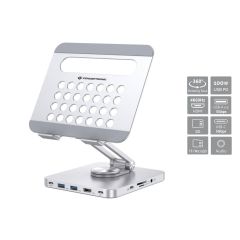 Conceptronic ablet Stand with 8-in-1 USB 3.2 Gen 1 Docking Station