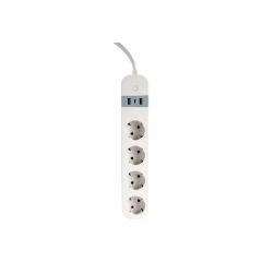 Gembird TSL-PS-S4U-01-W - Smart power strip - AC 230 V - 3680 Wat