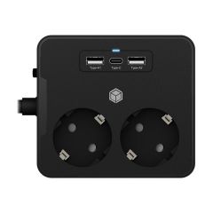 ICY BOX IB-MPS2220B-CH - Power strip - for desk or wall mounting,