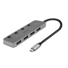 Lindy 4 Port USB 3.2 Type C Hub with On Off Switches 43383