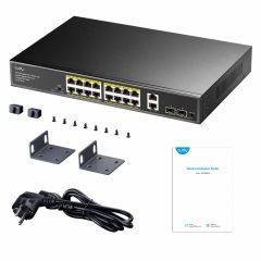 CUDY 16Port Gigabit PoE+ Switch with 2 Uplink Ports GS1018PS2