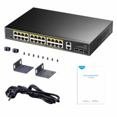 CUDY 24Port Gigabit PoE+ Switch with 2 Uplink Ports GS1026PS2