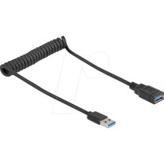 Delock USB 5 Gbps Spiralkabel Typ-A Stecker zu Buchse 0.4 | 90367