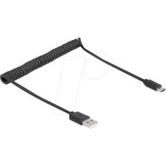Delock USB 2.0 Spiralkabel Typ-A Stecker zu Type-C 0.45 m | 90368