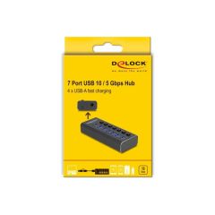 Delock 7 Port USB Hub with 4 Ports  64326
