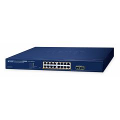 PLANET 16-Port 10/100/1000T 802.3at PoE + 2-Port  | GS-2210-16P2S
