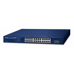 PLANET 24-Port 10/100/1000T 802.3at PoE + 2-Port  | GS-2210-24P2S