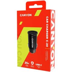 Canyon Car Charger 1Port 1xUSBC 20W PD black CNSCCA20B