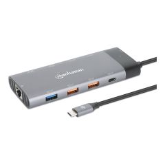 Manhattan USBC DockHub, Ports (x10): Ethernet, HDMI (x2 130714
