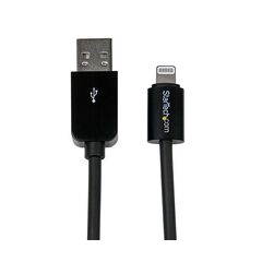 StarTech.com 3m Long Black Apple8-pin Lightning Connector to USB Cable for iPhone / iPod / iPad (USBLT3MB), image 