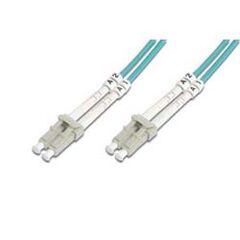 DIGITUS Professional Patch cable LC multi-mode (M) 1m fibre optic  50 / 125 micron  OM3 halogen-free, booted  aqua, image 