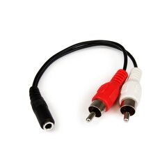 StarTech.com 6IN 3.5MM STEREO FEMALE TO 2X RCA MALE ADAPTER CABLE (MUFMRCA), image 