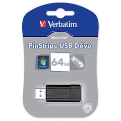 Verbatim Store & Go Pin Stripe USB Drive USB flash drive 64GB USB 2.0 black, image 