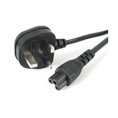 StarTech.com Laptop Power Cord 3 Slot for UK / BS-1363 to C5 Clover Leaf / Power cable  2m moulded black United Kingdom, image 