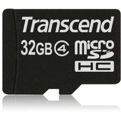 Transcend Flash memory card 32GB Class4 microSDHC (TS32GUSDC4), image 