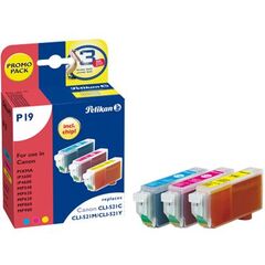 Pelikan P19 - Print cartridge ( replaces Canon CLI-521M, CLI-521Y, CLI-521C ) -  yellow, cyan, magenta, image 