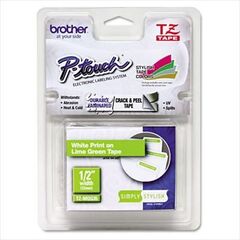 Brother TZe MQG35 - Matte laminated tape - white on lime green - Roll (1.2 cm x 5 m) - 1 roll(s) , image 