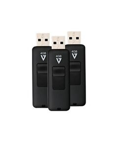 V7 VF24GAR-3PK-3E USB flash drive 4GB USB 2.0 black ( pack of 3 ), image 