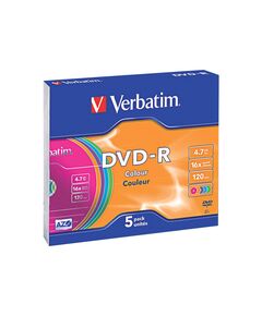 Verbatim Colours 5 x DVDR 4.7 GB 43557